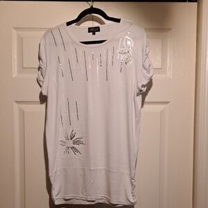 Bella White Sequin Embellished Women's Top Shin & Bling
